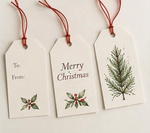 Evergreen & Gold Gift Tag Set
